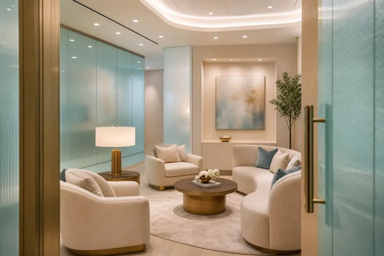 私密諮詢 suite 空間情境示意圖，非實景照片